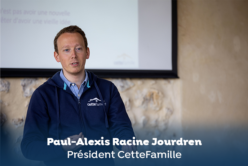 Paul-Alexis Racine Jourdren, Président de CetteFamille, prend parole dans le salon des Maires de 2023